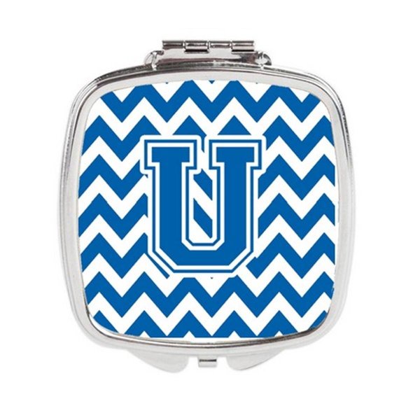 Carolines Treasures Letter U Chevron Blue and White Compact Mirror CJ1056-USCM